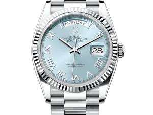 Rolex Day-Date 36mm Platinum 128236 Ice-Blue Roman President Chronologie